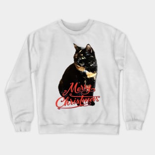 Tortie Cat Merry Christmas Crewneck Sweatshirt